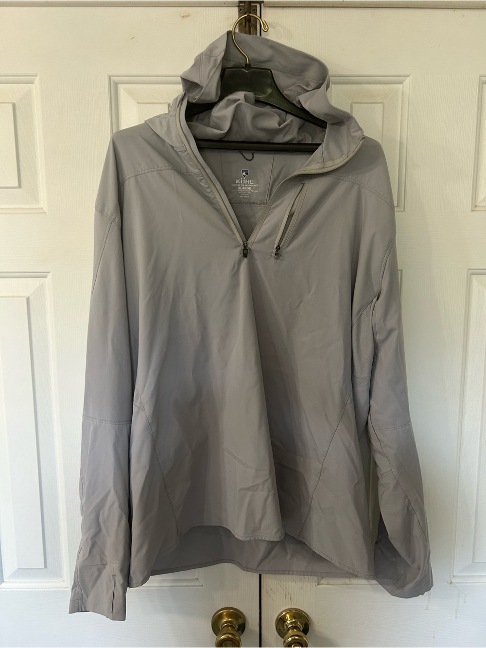 Men's Kuhl Lightweight Hooded Pullover Jacket - Light Gray